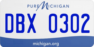 MI license plate DBX0302