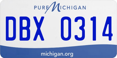 MI license plate DBX0314