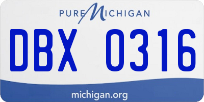 MI license plate DBX0316