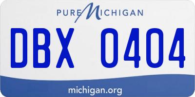 MI license plate DBX0404