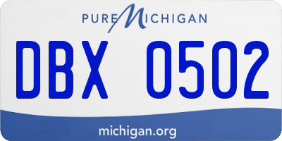 MI license plate DBX0502