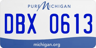 MI license plate DBX0613
