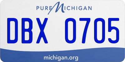 MI license plate DBX0705
