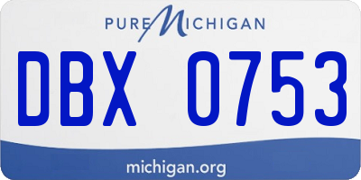 MI license plate DBX0753