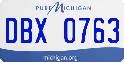 MI license plate DBX0763