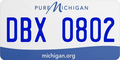 MI license plate DBX0802
