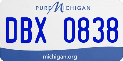 MI license plate DBX0838