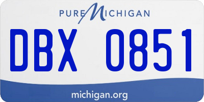 MI license plate DBX0851