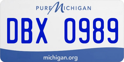 MI license plate DBX0989