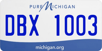 MI license plate DBX1003