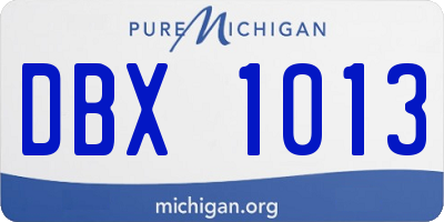 MI license plate DBX1013
