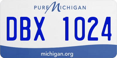 MI license plate DBX1024