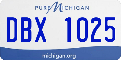 MI license plate DBX1025