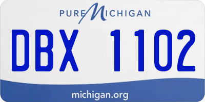 MI license plate DBX1102