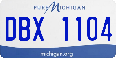 MI license plate DBX1104
