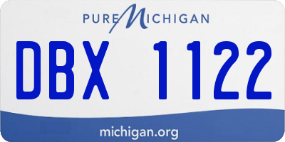 MI license plate DBX1122