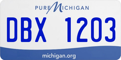 MI license plate DBX1203