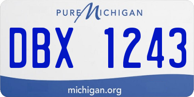 MI license plate DBX1243