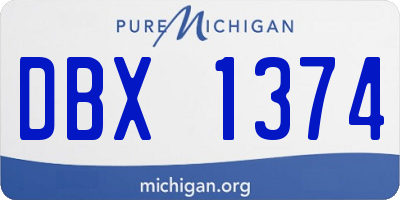 MI license plate DBX1374