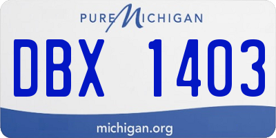 MI license plate DBX1403