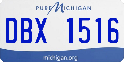 MI license plate DBX1516