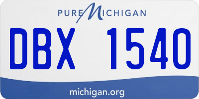 MI license plate DBX1540