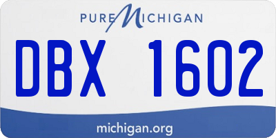 MI license plate DBX1602