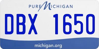 MI license plate DBX1650