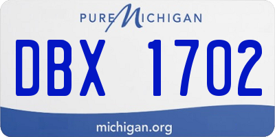 MI license plate DBX1702