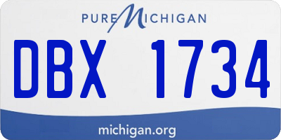 MI license plate DBX1734