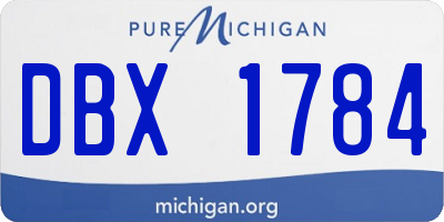 MI license plate DBX1784