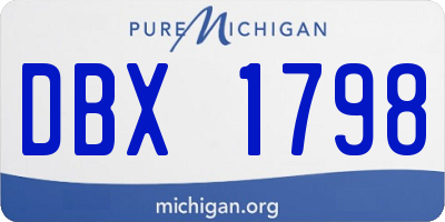 MI license plate DBX1798
