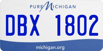 MI license plate DBX1802