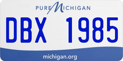 MI license plate DBX1985