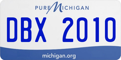 MI license plate DBX2010