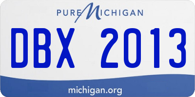 MI license plate DBX2013
