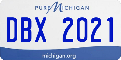 MI license plate DBX2021
