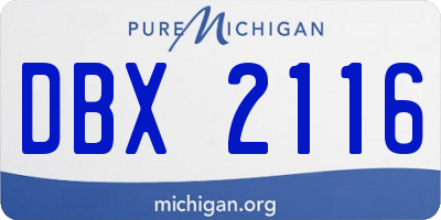 MI license plate DBX2116