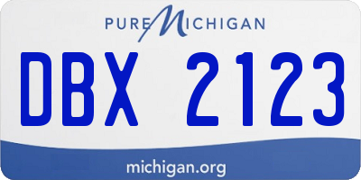 MI license plate DBX2123