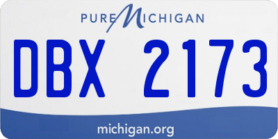 MI license plate DBX2173