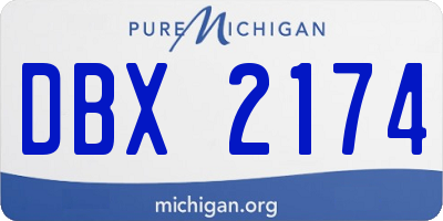MI license plate DBX2174