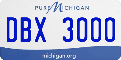 MI license plate DBX3000
