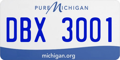 MI license plate DBX3001