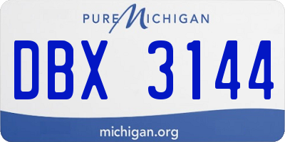 MI license plate DBX3144