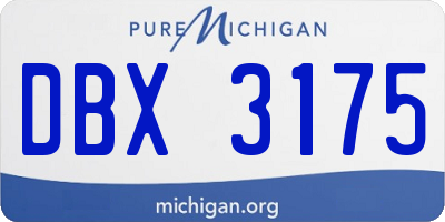 MI license plate DBX3175