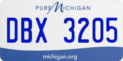 MI license plate DBX3205