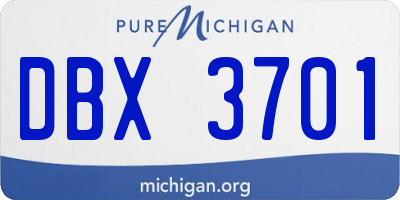 MI license plate DBX3701