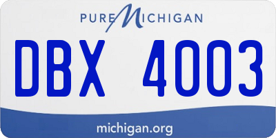 MI license plate DBX4003