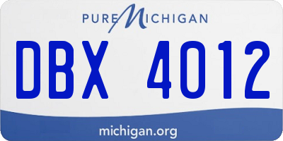 MI license plate DBX4012