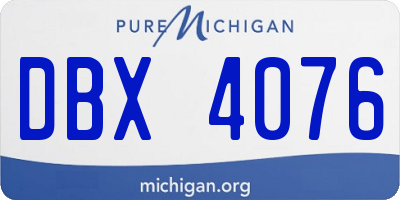 MI license plate DBX4076